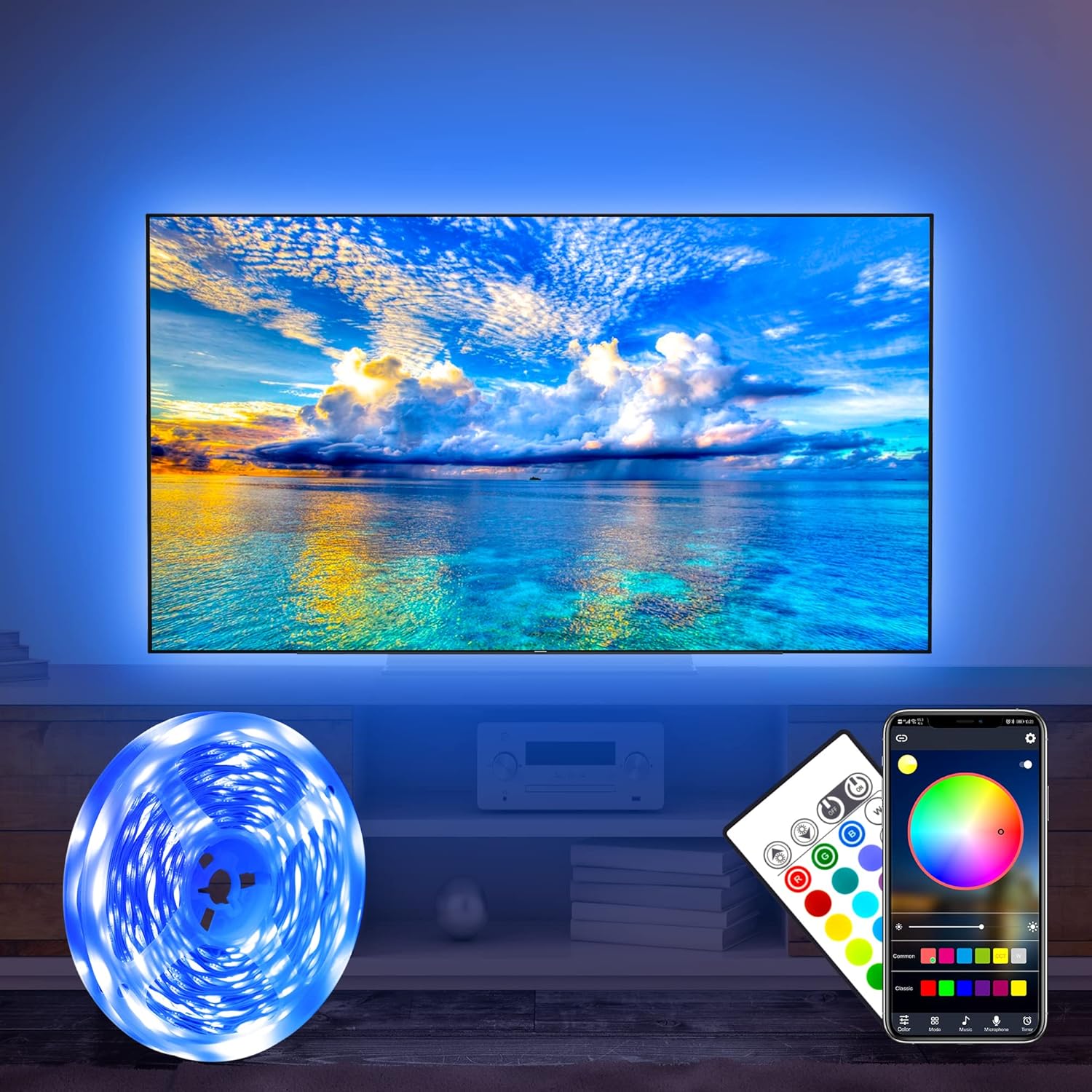 LED TV Backlight,2.5M USB Led Strip Lights with Remote for 40-60 Inch LED TV Bac...