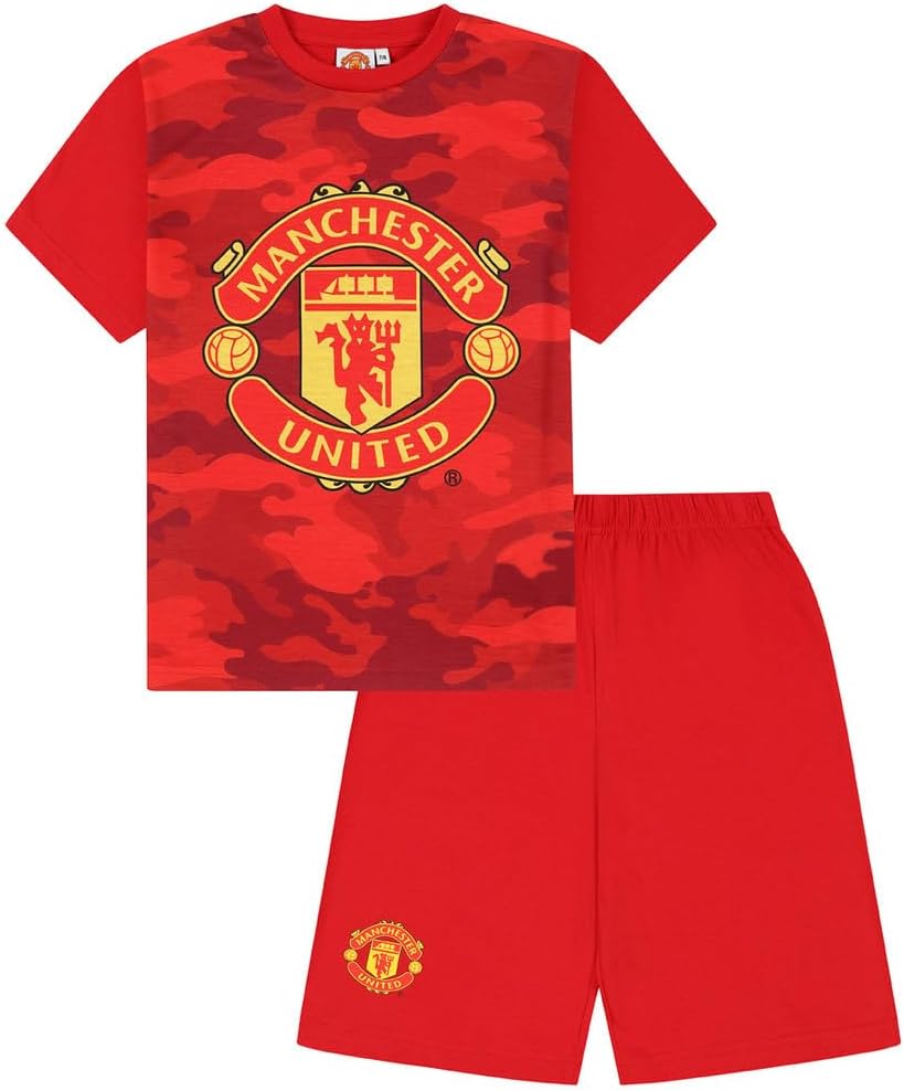 Manchester United Boys Football Club Red Camouflage Short Pyjama Set 9-10 Years...