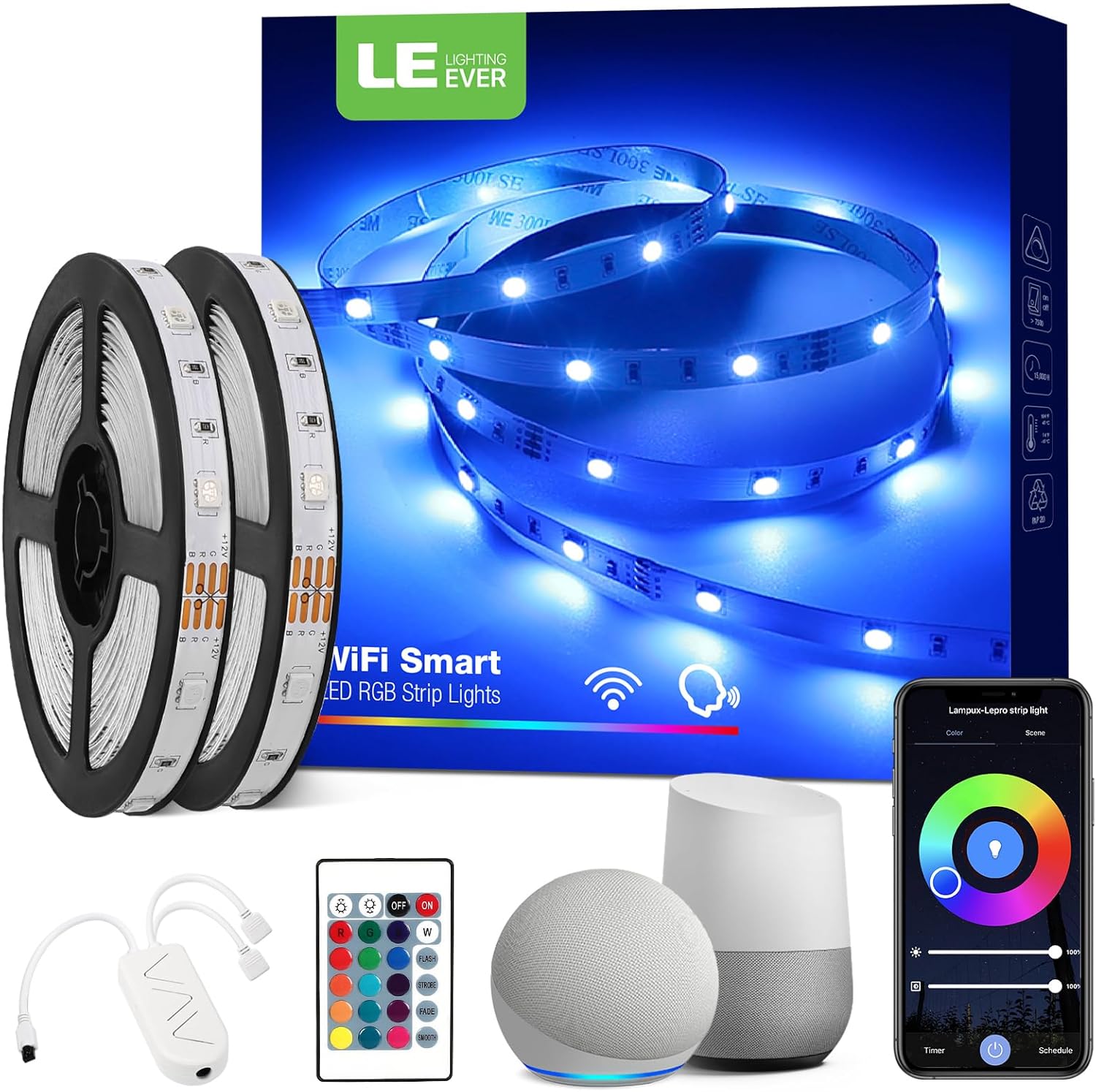 Lepro Alexa Smart LED Strip Light 10M (5Mx2), WiFi RGB LED Lights for Bedroom, S...
