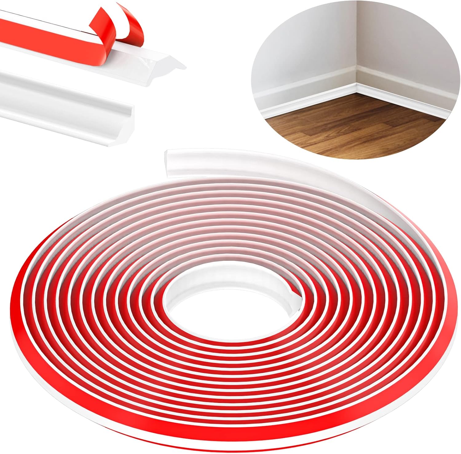 TPE Quadrant Trim, 6M Flexible Moulding Wall Corner Trim Self Adhesive, Skirting...
