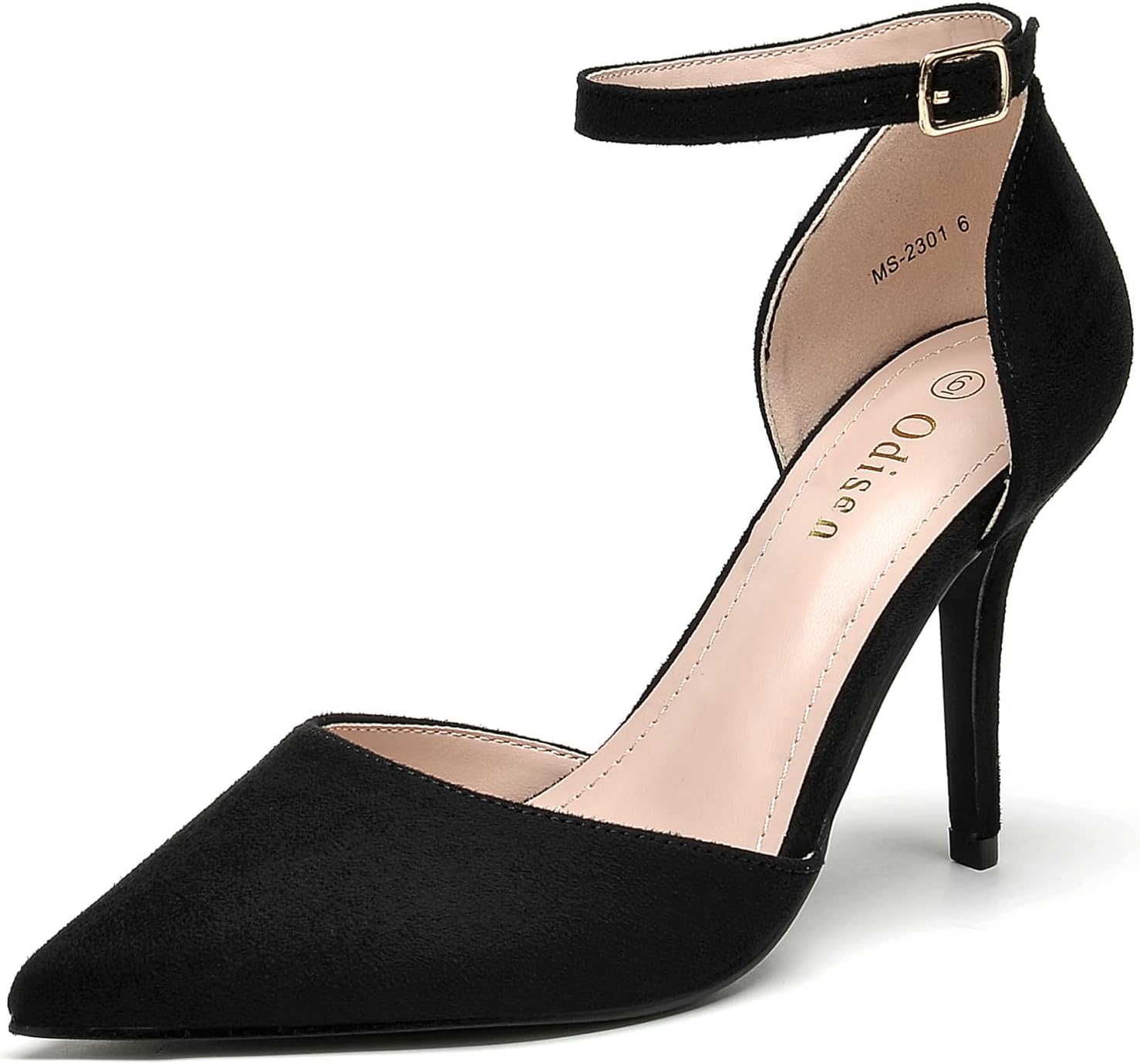Odisen Women's Closed Toe Heels Pumps 11 Black Suede