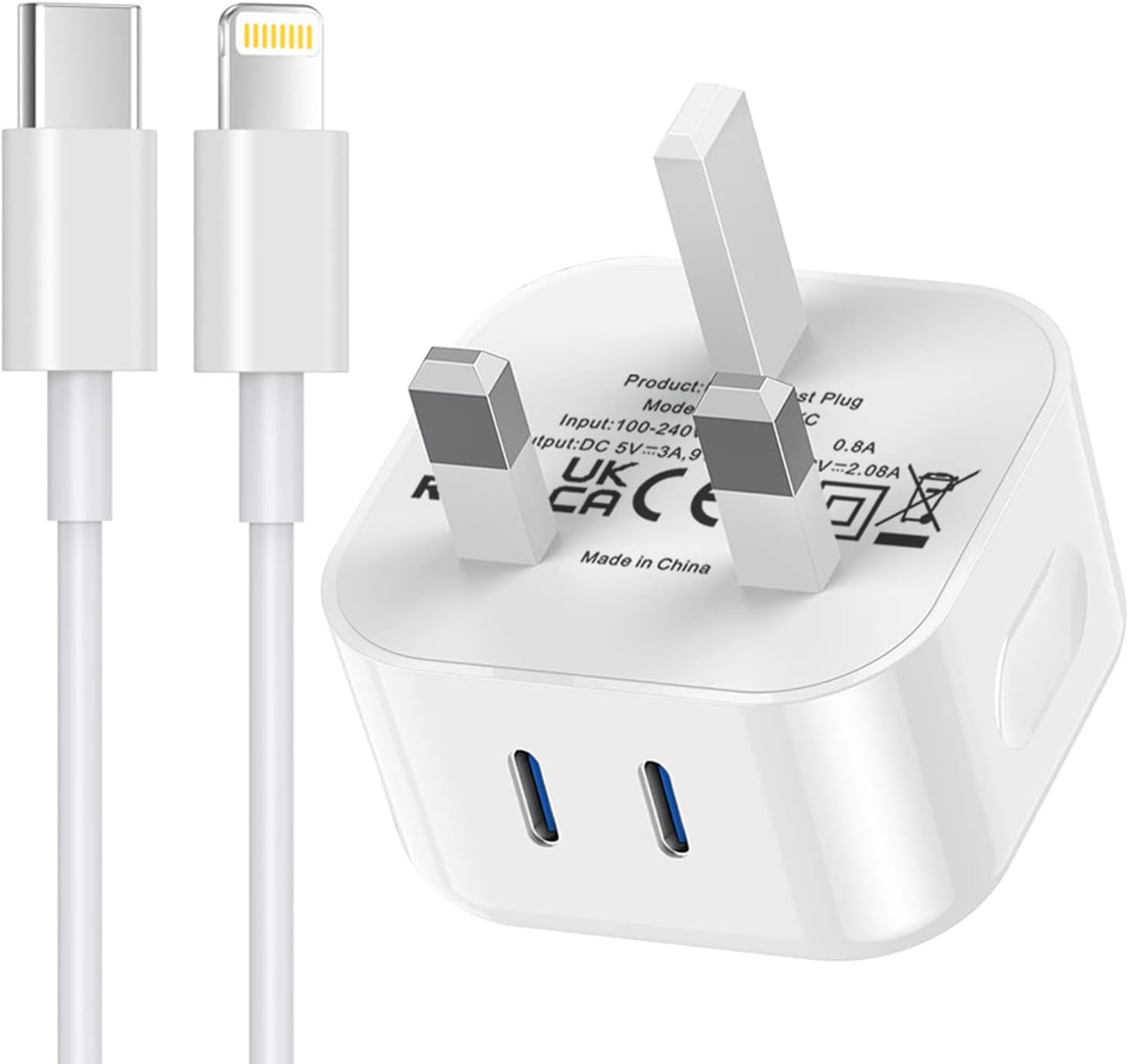 iPhone Fast Charger Plug and Cable,Micro USB Plug Apple iPhone Charge Plug for i...