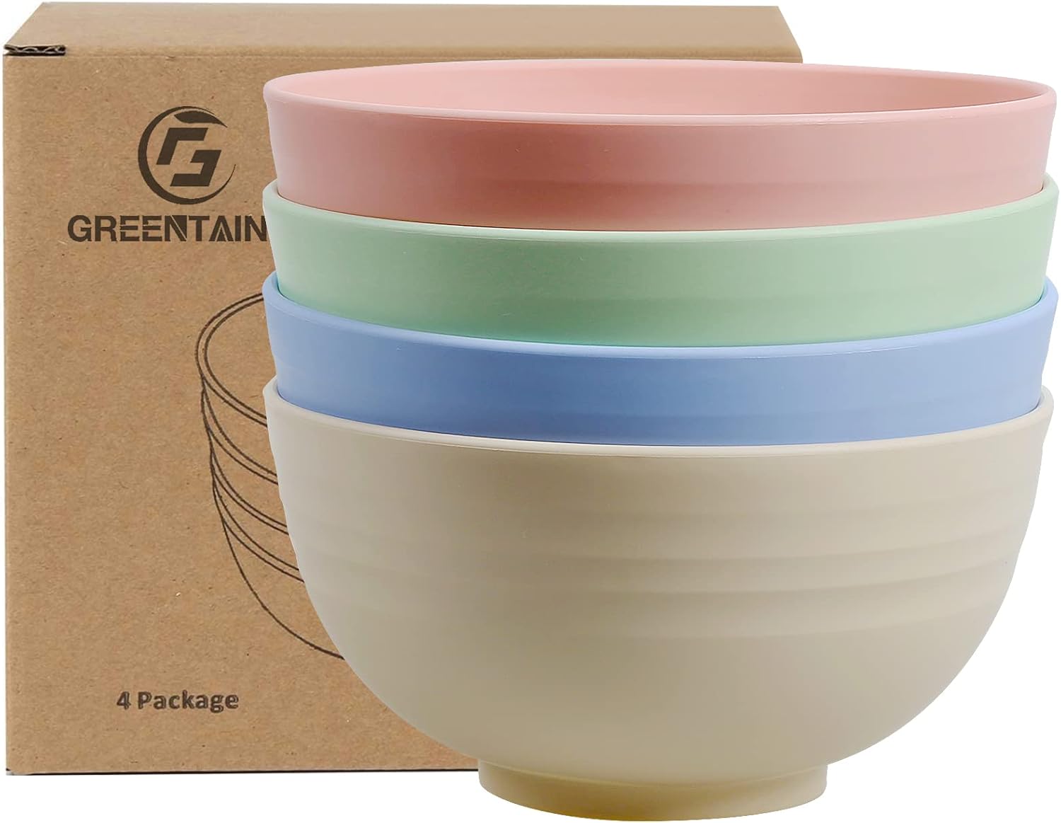 Greentainer Unbreakable Large Cereal Bowls - 24 OZ Plastic Lightweight Bowl Sets...