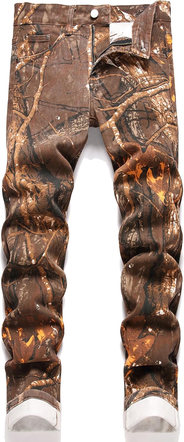 RXXKKK Men's Regular Slim Fit Jeans 30 727 Camouflage)