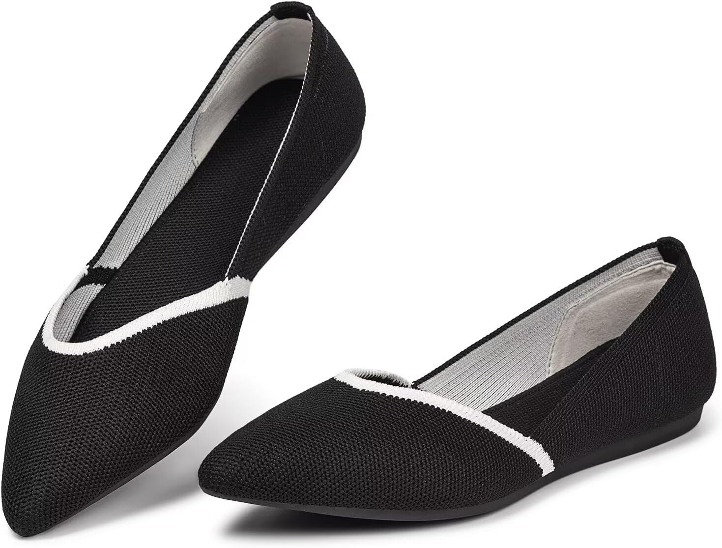 Frank Mully Womens Flat Shoes Classic Pointed Toe Flats Knitted Dress Shoes Soft...