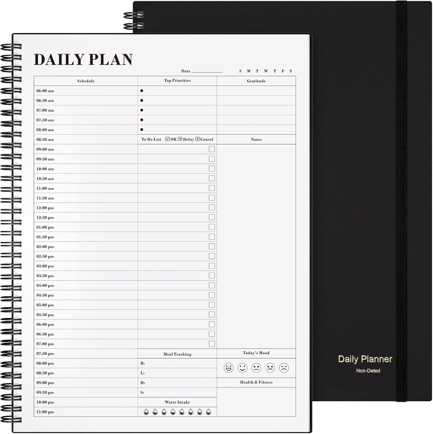 Planner Undated, Asten Daily Planner Agenda with To Do List, Hourly Schedules fo...