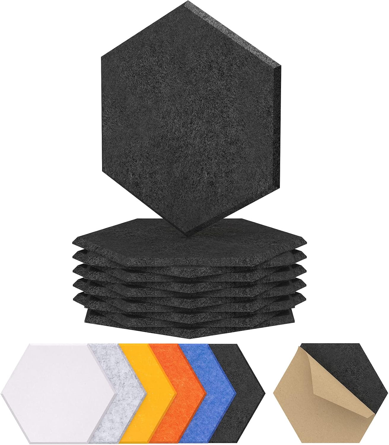 12 Pack Hexagon Acoustic Panels Self-adhesive, TONOR 30x26x0,9cm High Density So...