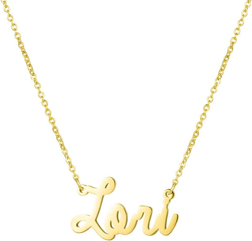 Yiyang Personalized Name Necklace 18K Gold Plated Stainless Steel Pendant Jewelr...