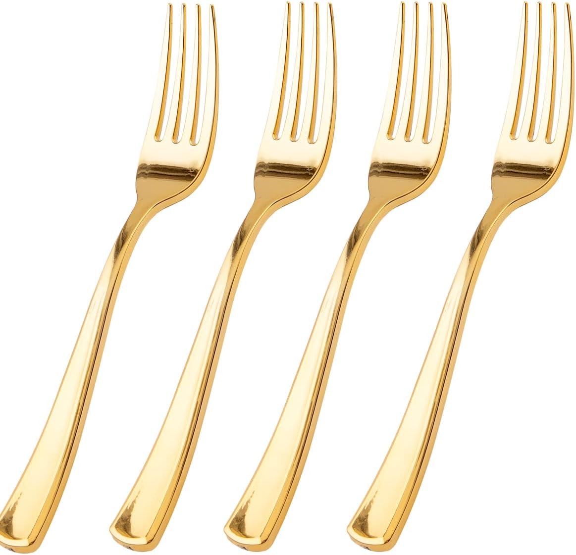 WDF 100 Pcs Gold Plastic Forks Heavy Duty - BPA-FREE, Sturdy&Durable Forks Dispo...