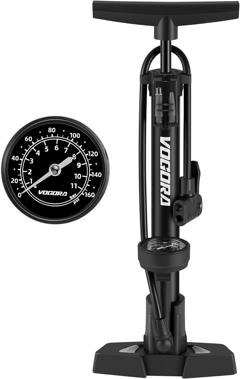 VOGORA Bike Pump Presta & Schrader Valves, Bicycle Pump with Pressure Gauge for...