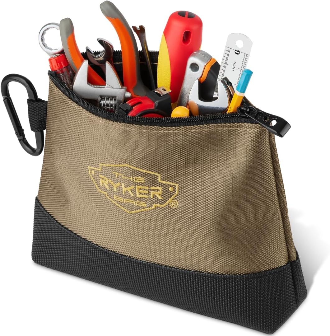 The Ryker Bag Canvas Zipper Tool Pouch : Small Tool Pouch Bag w/Hard Bottom. Zip...
