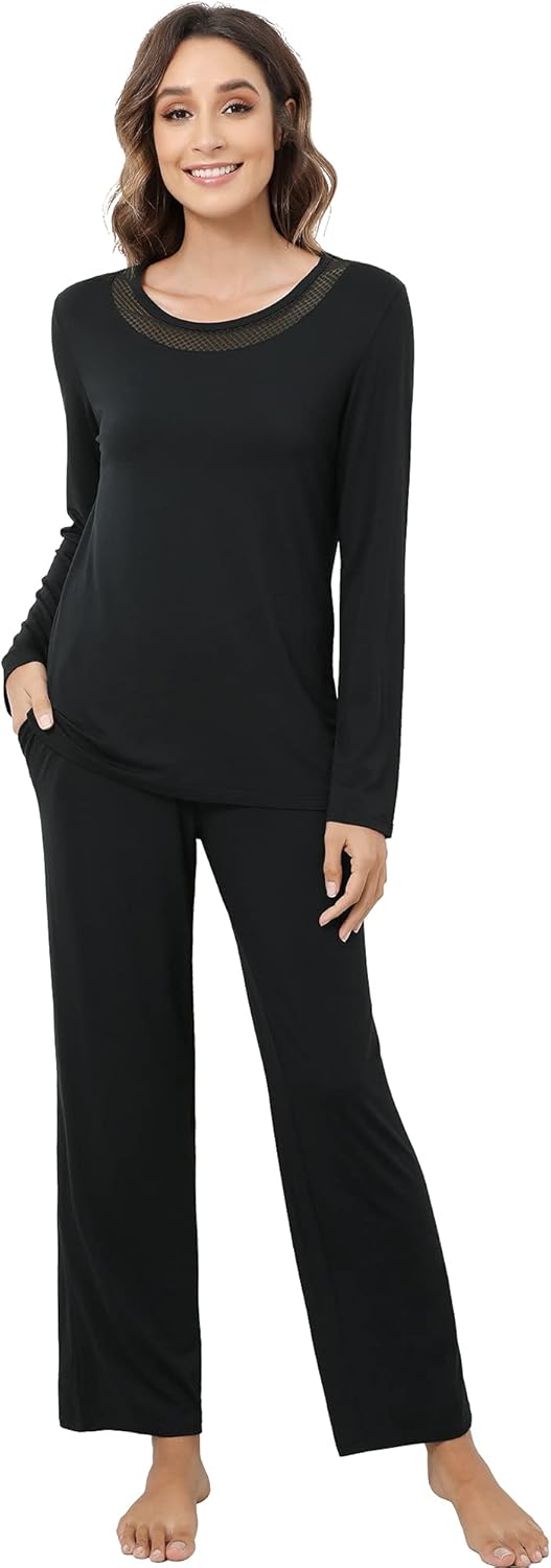 NACHILA Pajamas for Women-Viscose Made from Bamboo,Long Sleeve Sleepwear Comfy P...