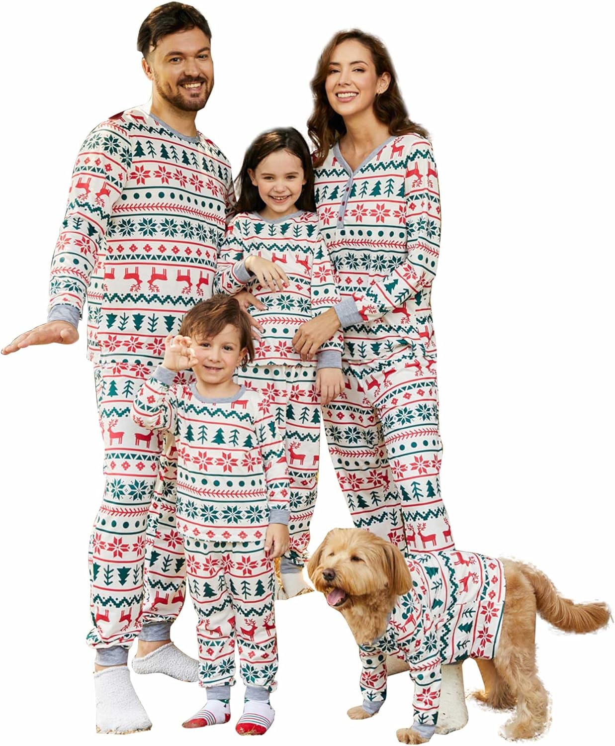 PATPAT Family Christmas Pjs Matching Sets Reindeer and Snowflake Patterned Sleep...