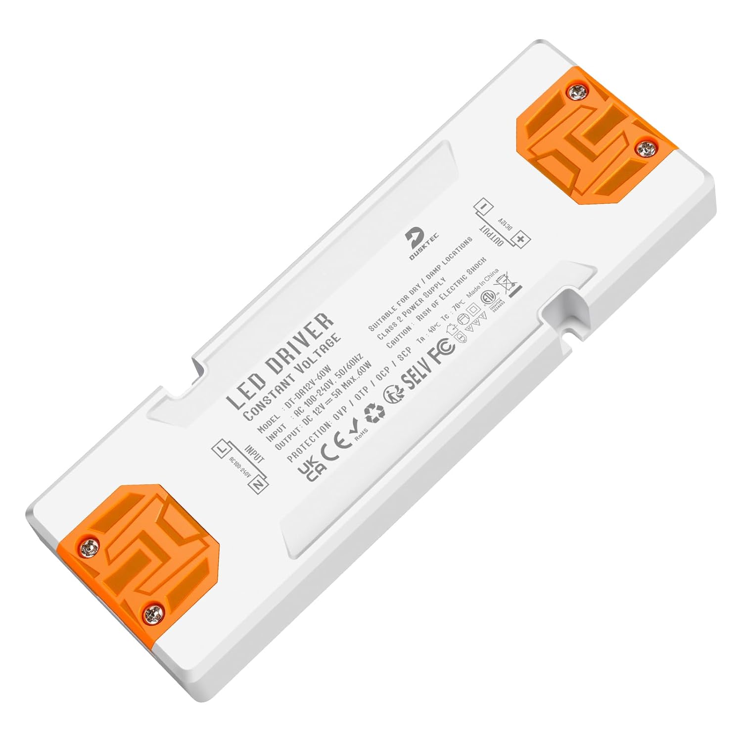 DUSKTEC LED Transformer 12V 60W LED Driver AC 240V to DC 12V 5A, Ultra Slim LED...