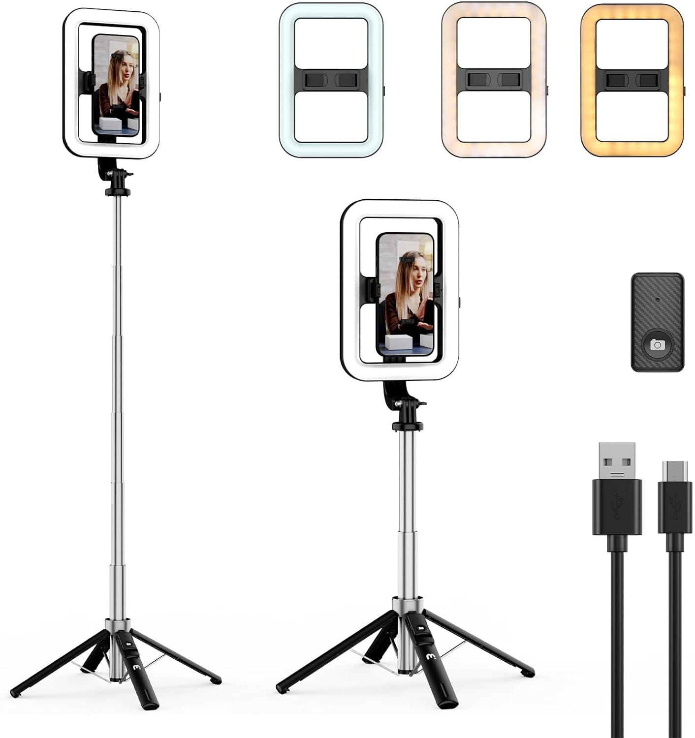 M MYBAT PRO 8" LED Selfie Light with Stand,LED Selfie Rectangular Light for Make...