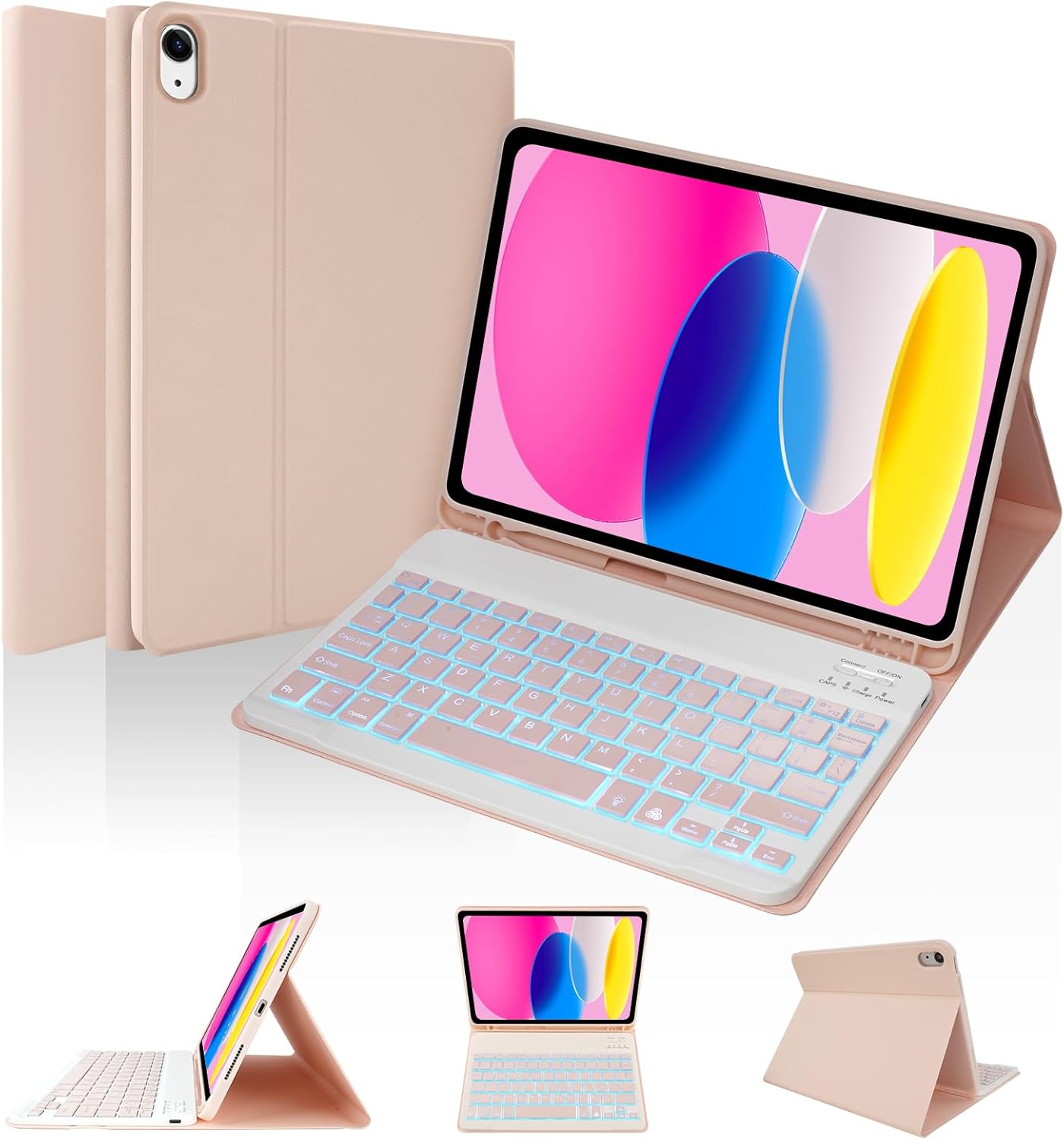 SOPPY Keyboard Case with 7 Color Backlit for iPad 10th Gen 10.9" 2022 (A2696/A27...