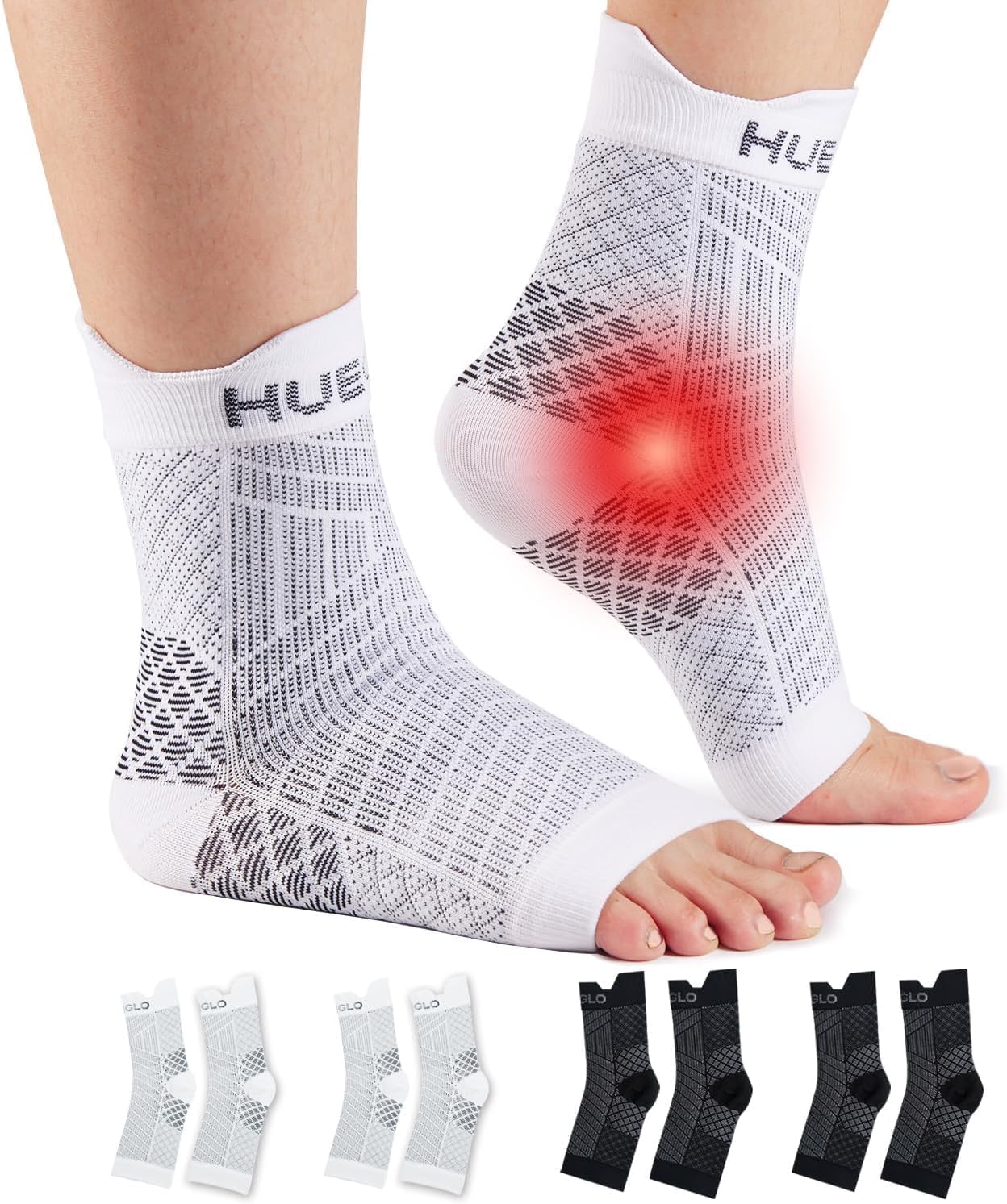 HUEGLO 4 Pairs Plantar Fasciitis Socks Neuropathy Neuro Socks Compression Socks...