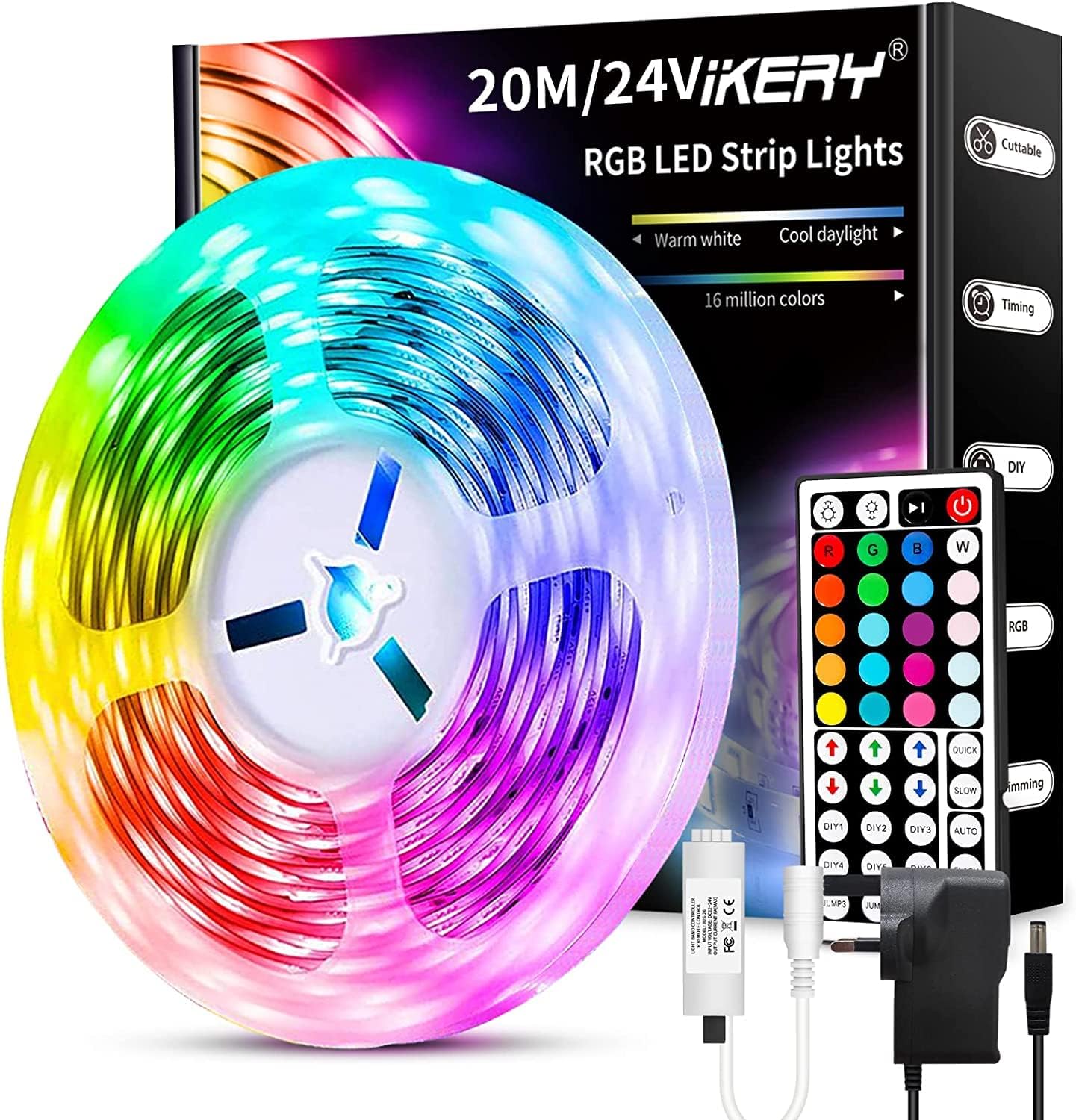 IKERY LED Strip Light 20M, LED Light Long Strips w...
