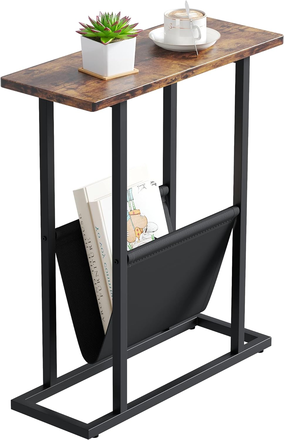 Yusong Small Narrow Side Table for Small Spaces, Slim End Table Magazine Table N...