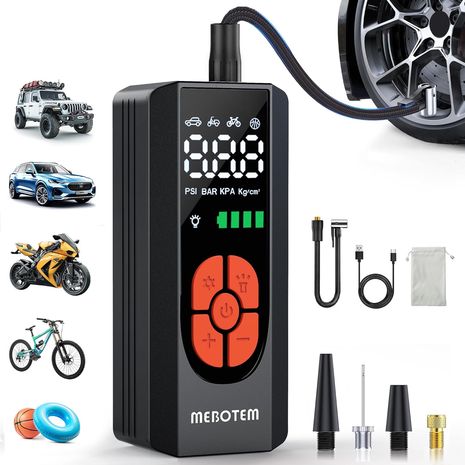 Tire Inflator Portable Air Compressor, 150PSI Portable Air Pump for Car Tires, E...