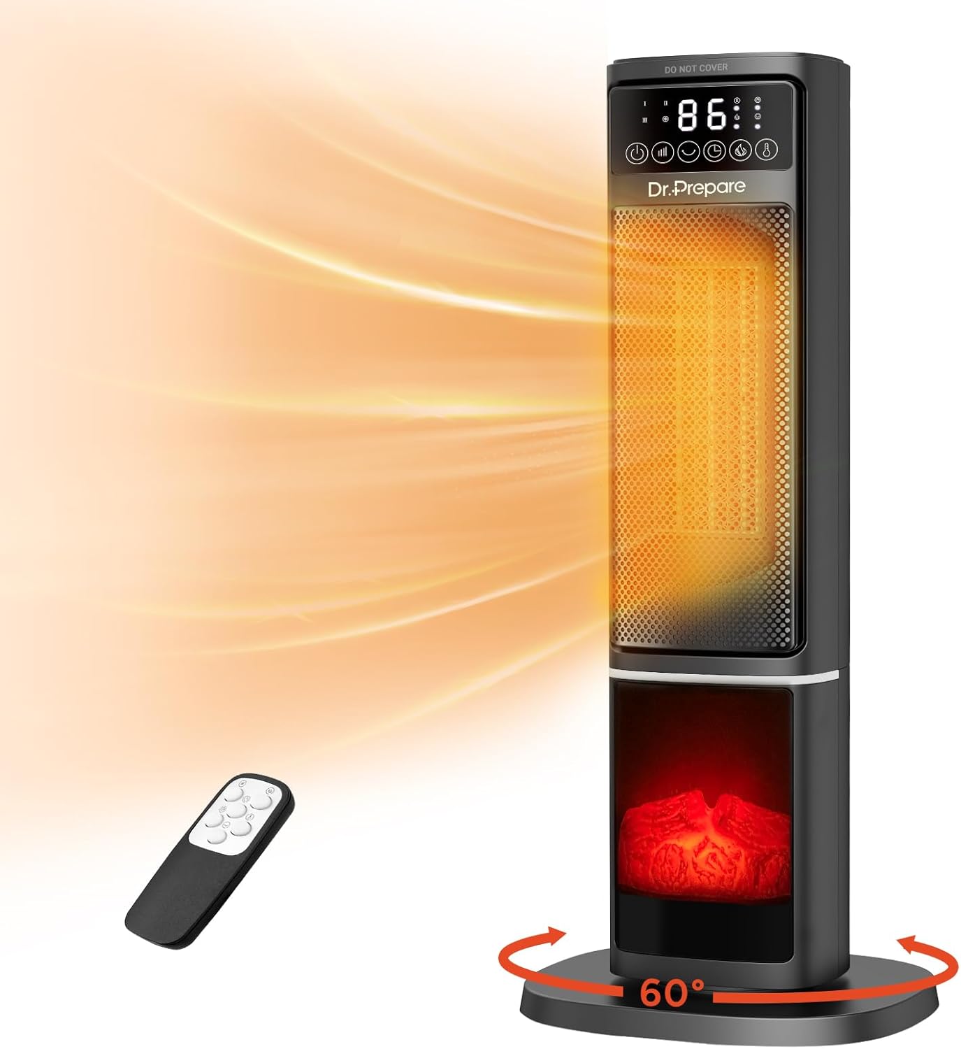 DR.PREPARE 24'' Space Heater with 3D Flame, 1500W Portable Electric Heater with...