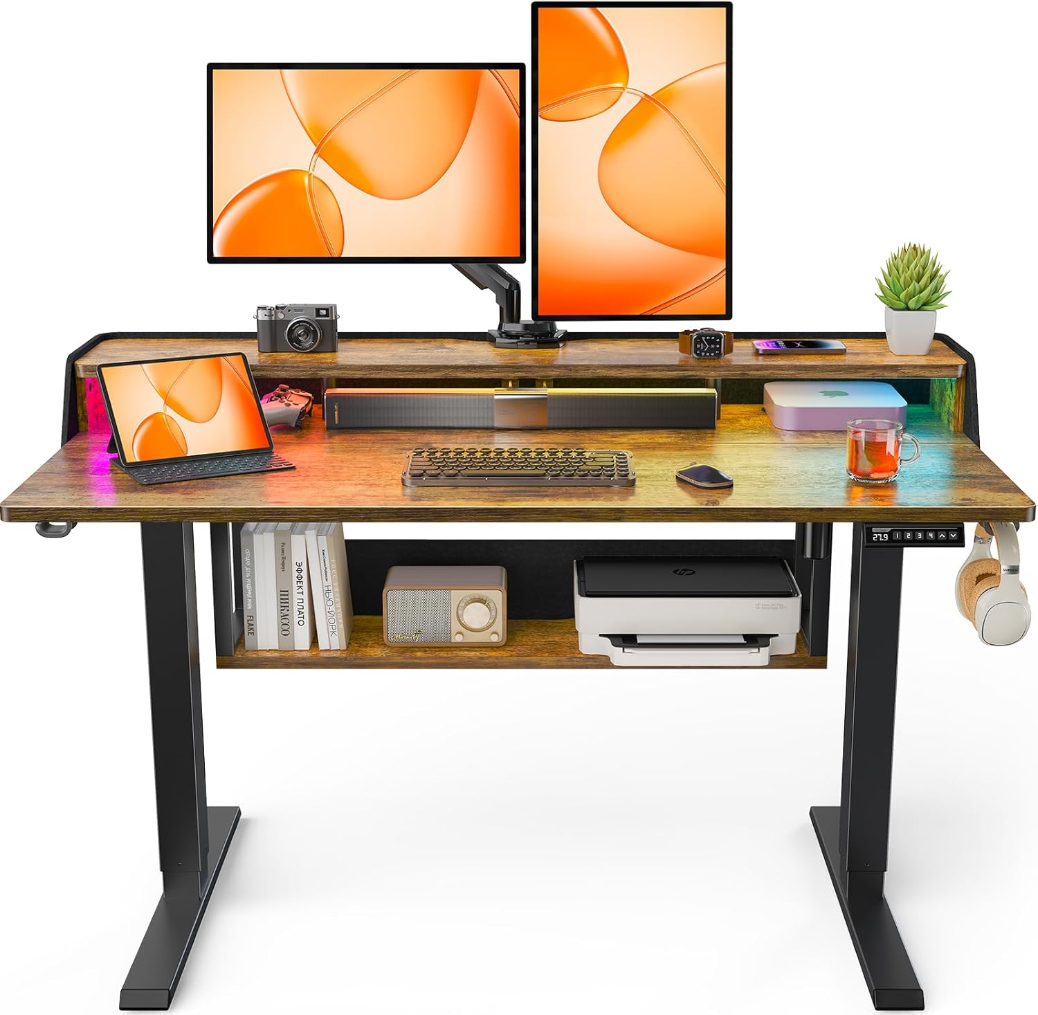 ErGear Standing Desk, 48x24 Inch Electric Standing Desk with Shelves, Height Adj...