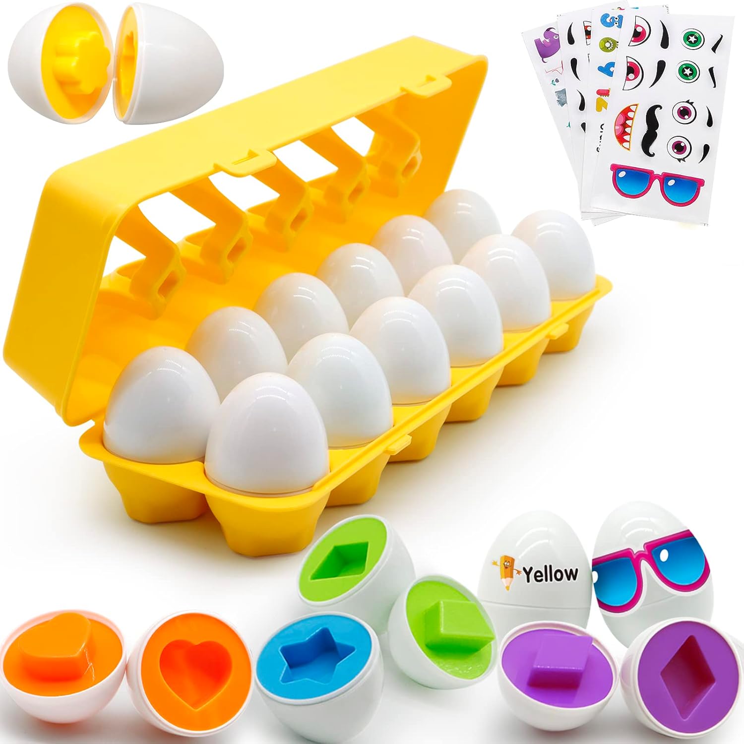 MOONTOY Matching Eggs for Toddlers, 12PCS Preschool Educational Learning Color &...