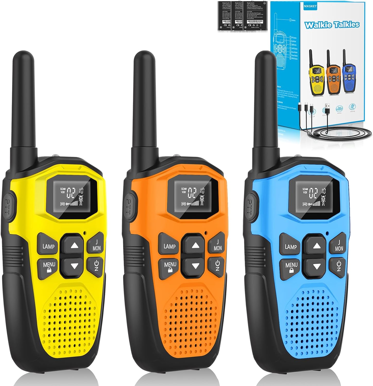 Walkie Talkies for Adults Long Range 3 Pack, NXGKET Rechargeable Kids Walky Talk...