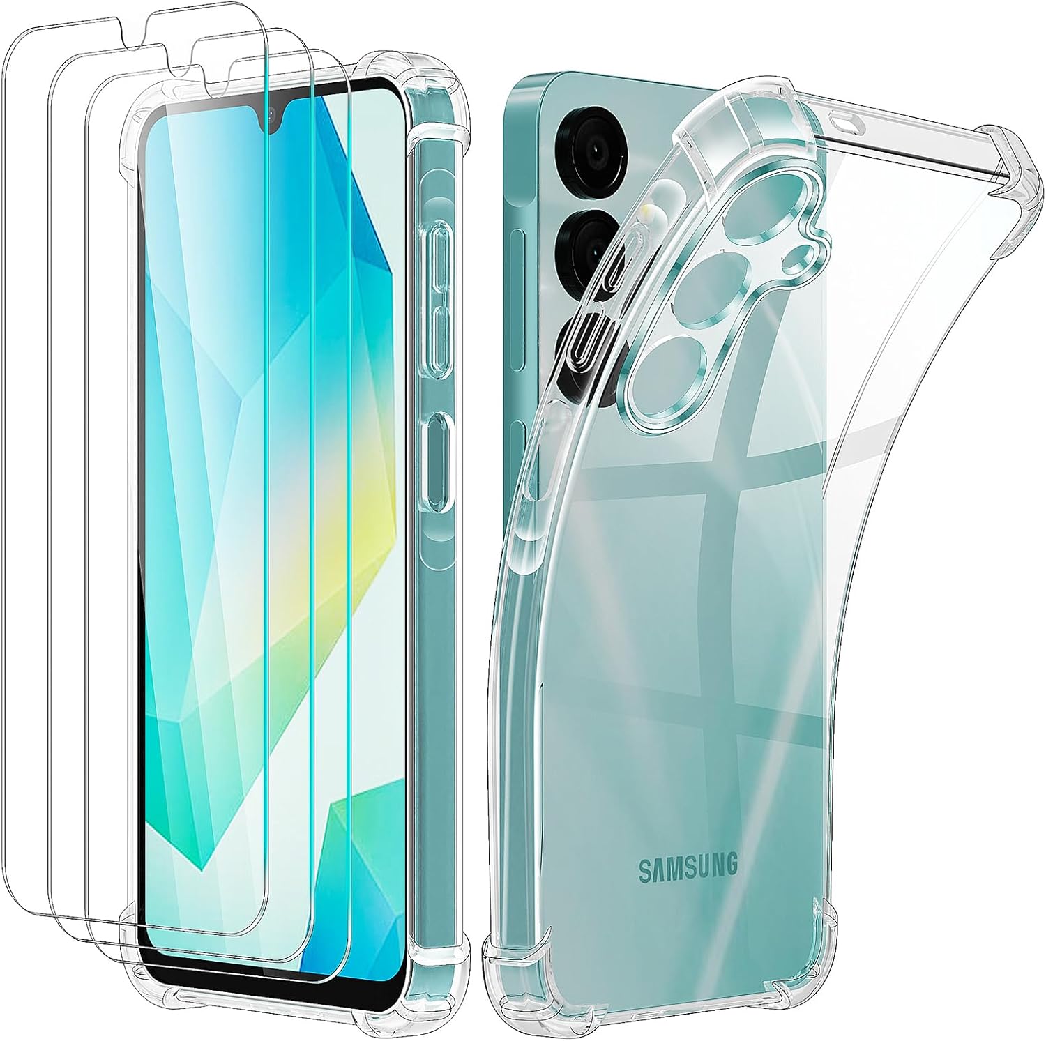 Giolus 4-in-1 Case for Samsung Galaxy A16 4G/5G with 3 Pack Screen Protector, Cr...