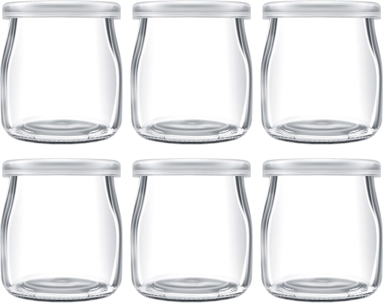 Danmu Art 6Pcs 200ml Yogurt Pudding Glass Jars with Plastic Lids Mini Cup Small...