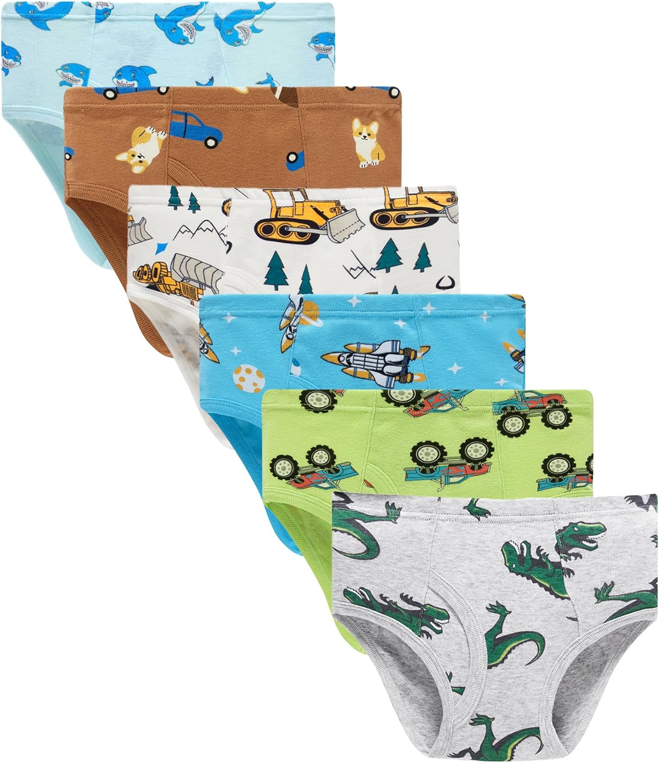 Boboking 100% Cotton Little Boys Briefs Soft Dinosaur Truck Toddler Underwear 8...