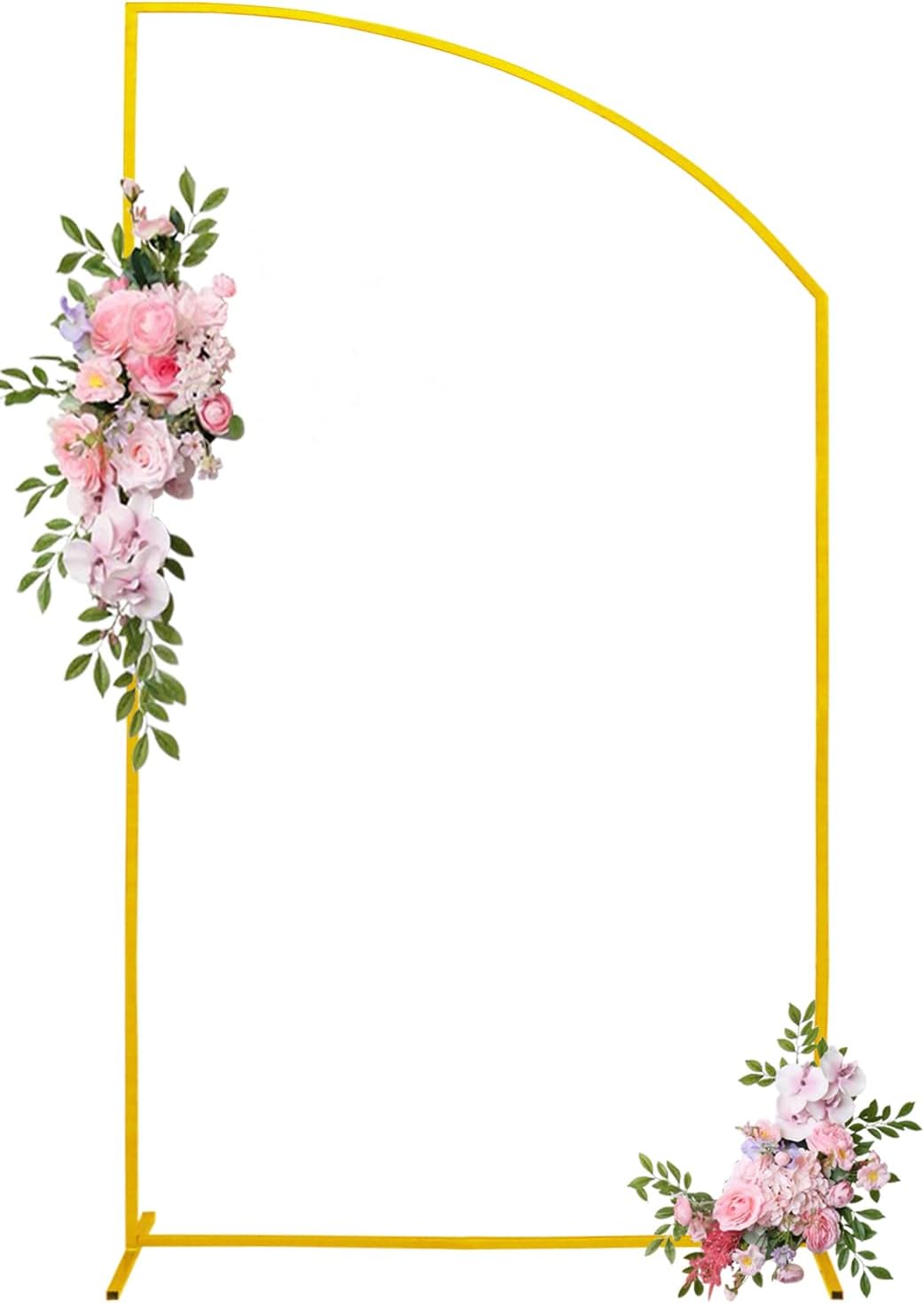 Fivenl Arch Backdrop Stand 3x6.6FT Balloon Arch Stand Stable Gold Wedding Arch F...