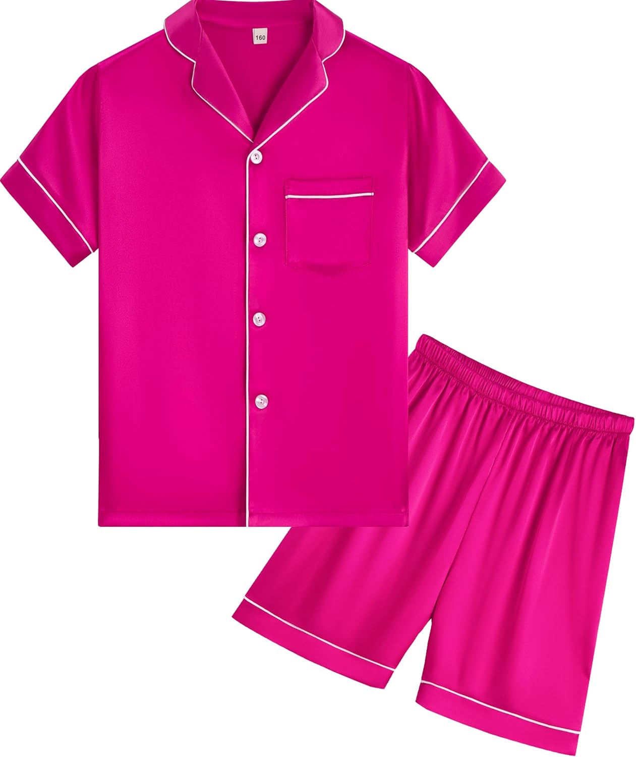 Pajama Set for Kid Boy Girl Button-up Silk Pajama Sleepwear Nightwear Loungewear...