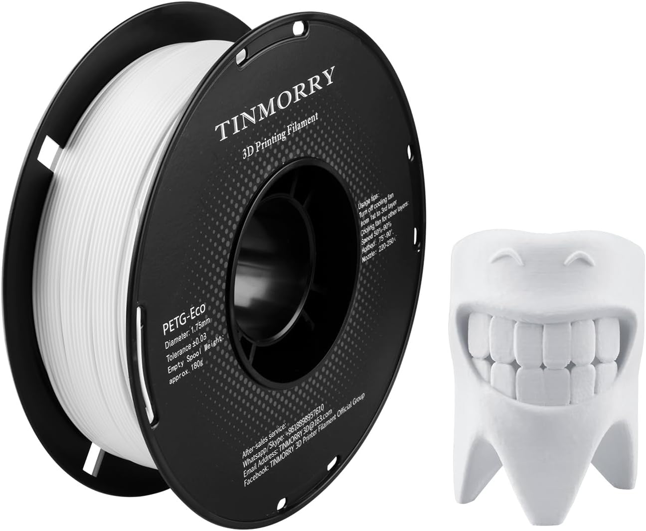 PETG Filament 1.75mm, TINMORRY Upgraded PETG-Eco 3D Printing Filament, Compatibl...