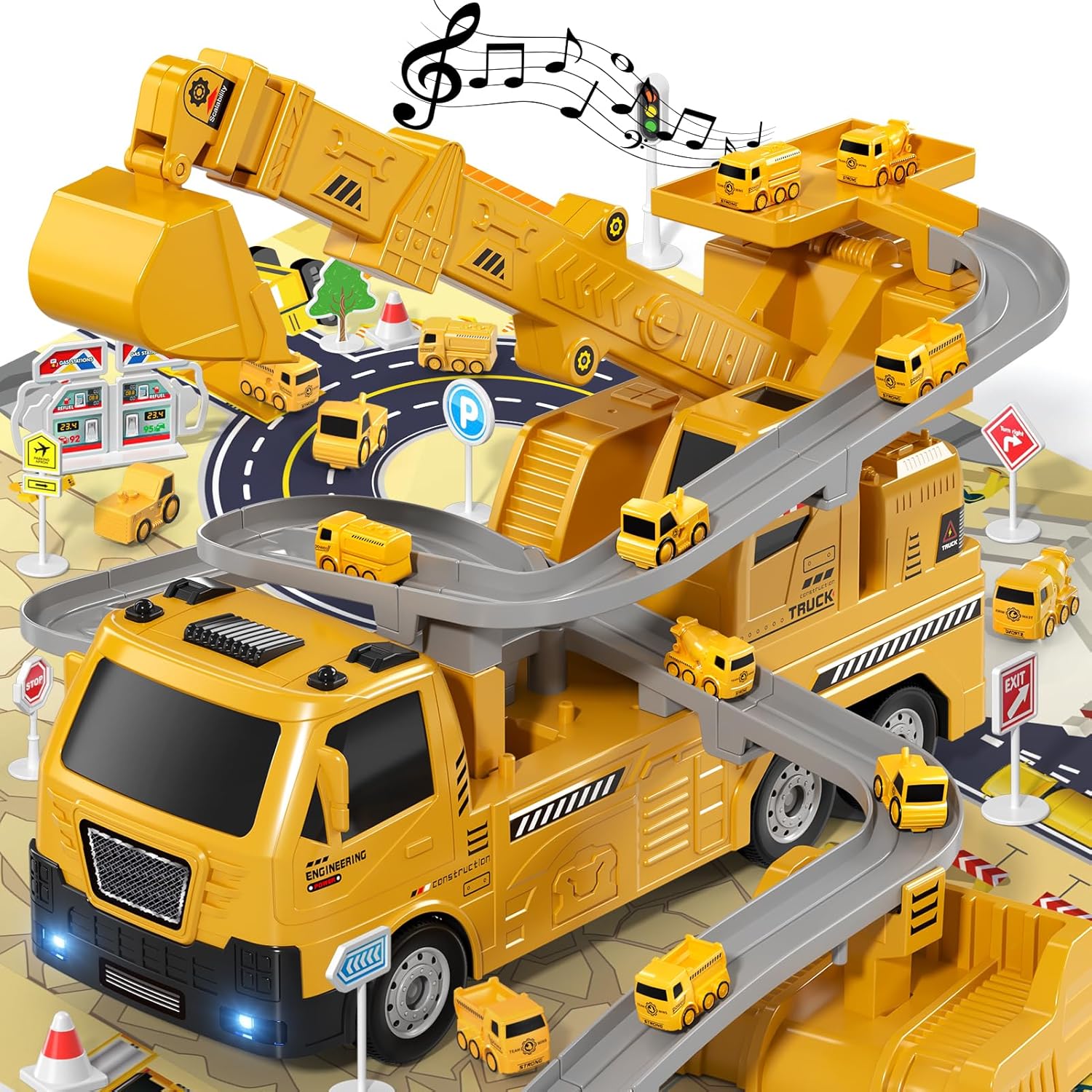 Lucky Doug Crane Excavator Toys for Boys Age 3-5, Kids Excavator Crane Truck Toy...