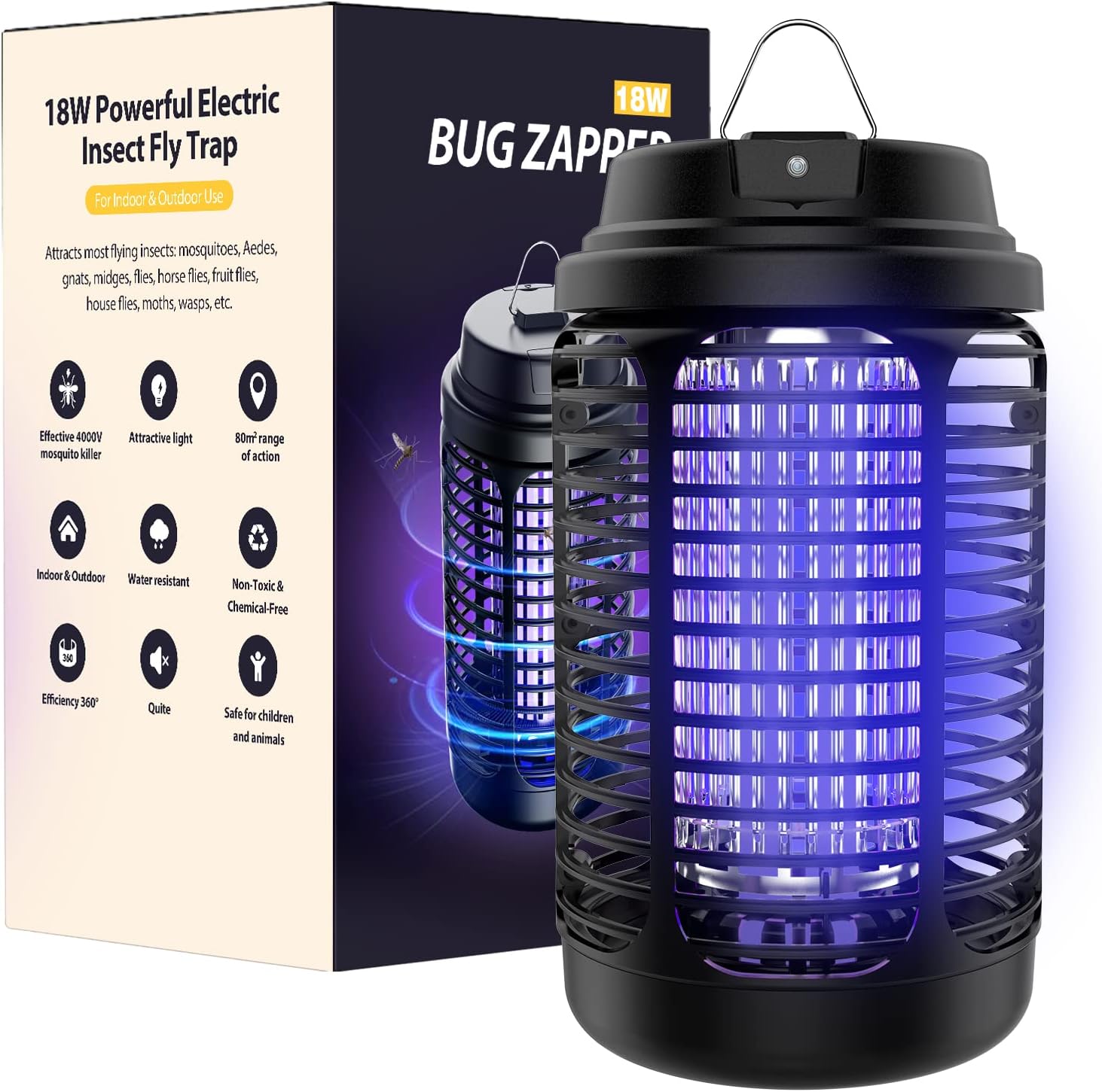 Bug Zapper Outdoor, Mosquito Zapper Indoor with Du...