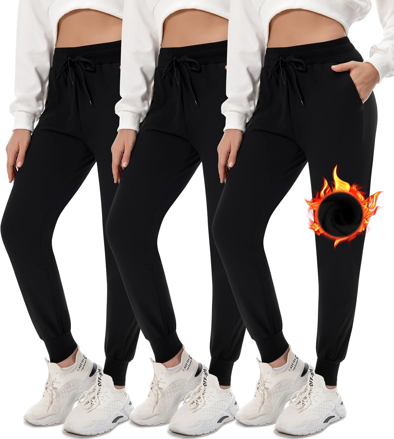 FULLSOFT 3 Pack Sweatpants for Women-Womens Joggers with Pockets Athletic Leggin...