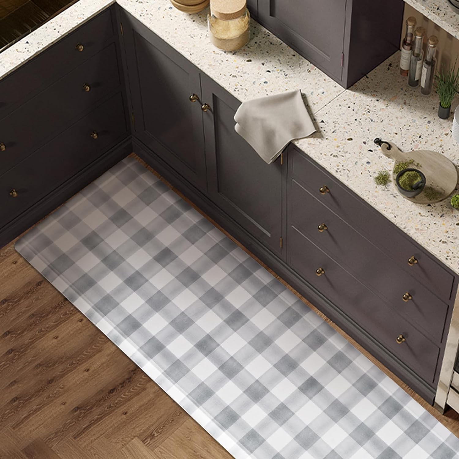 FRESHMINT Farmhouse Kitchen Mat 0.47" Thick 17.3"x60" Anti-Fatigue Cushioned Kit...