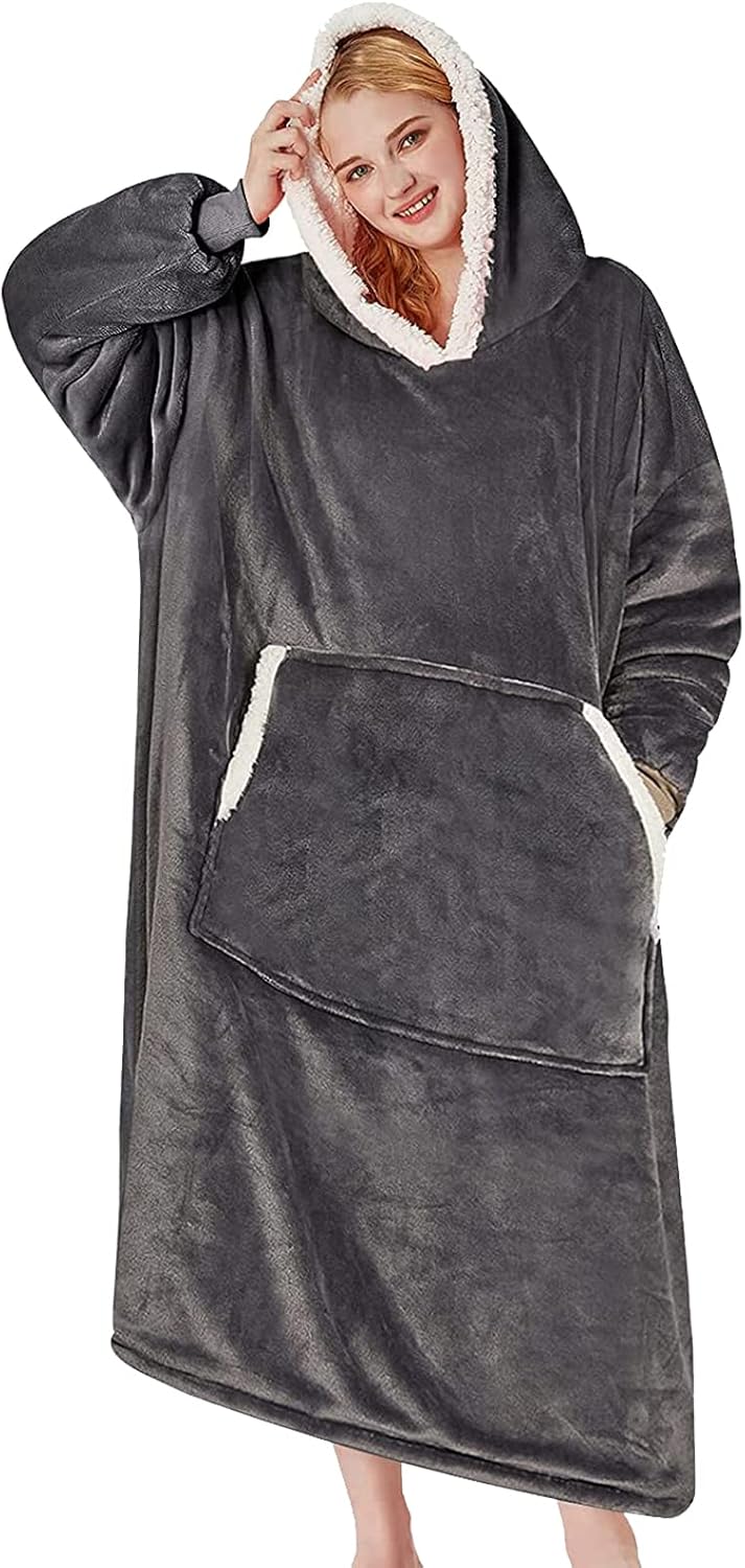mebiusyhc Oversized Hoodie Blanket Fluffy Fleece Blanket Hoodie Hooded Blanket D...