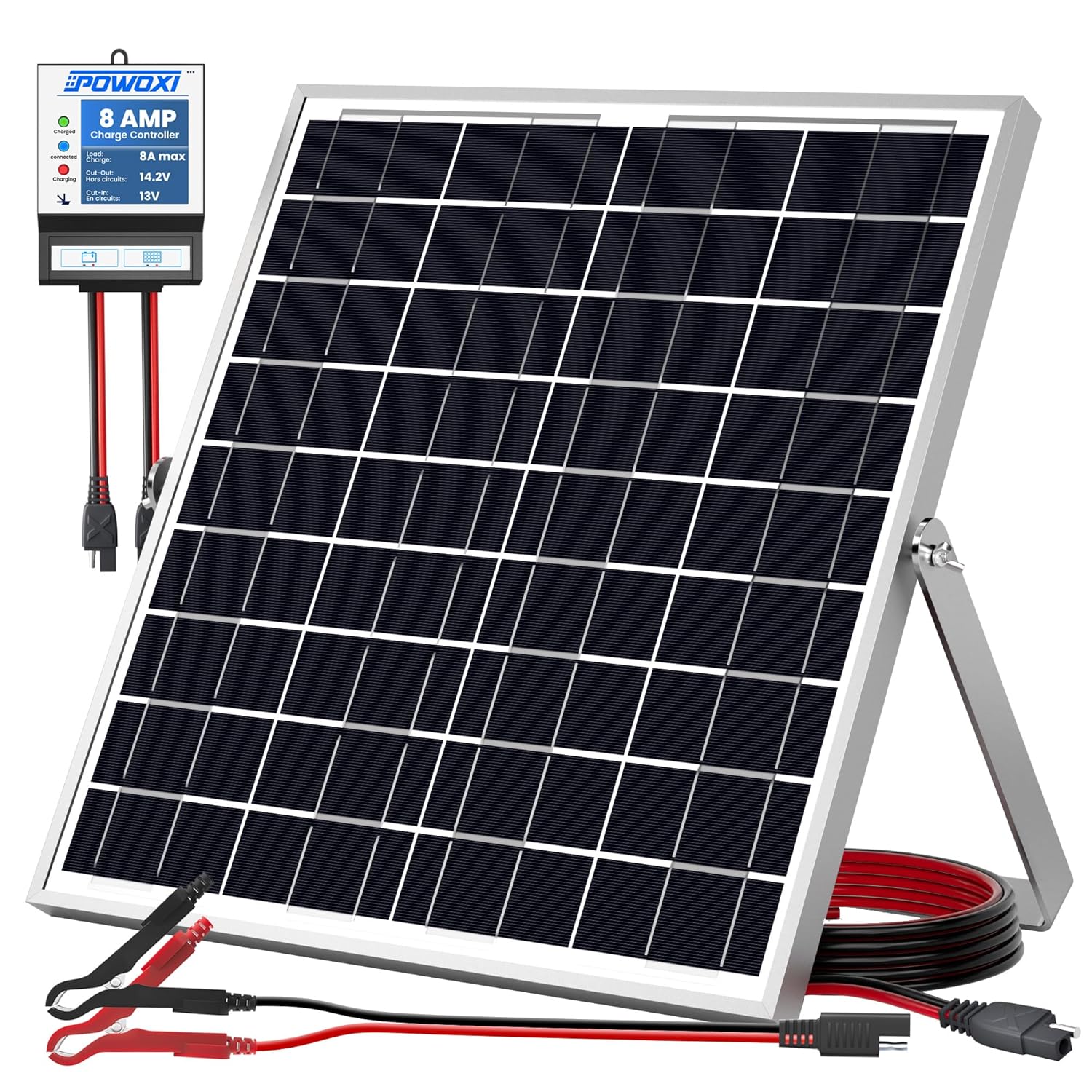 POWOXI 20W Solar Panel，12V Solar Panel Charger Kit + 8A Controller， Suitable f...