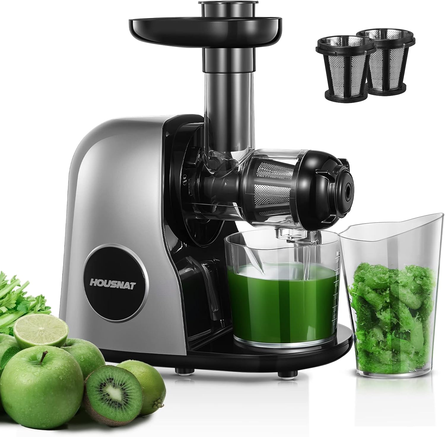 Juicer Machines, HOUSNAT Slow Masticating Juicers Whole Fruit and Vegetable, Pro...