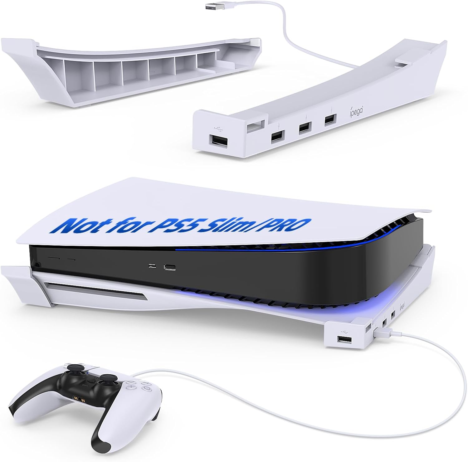 Horizontal Stand for PS5 Console with 4-Port USB Hub, Upgraded PS5 Accessories B...