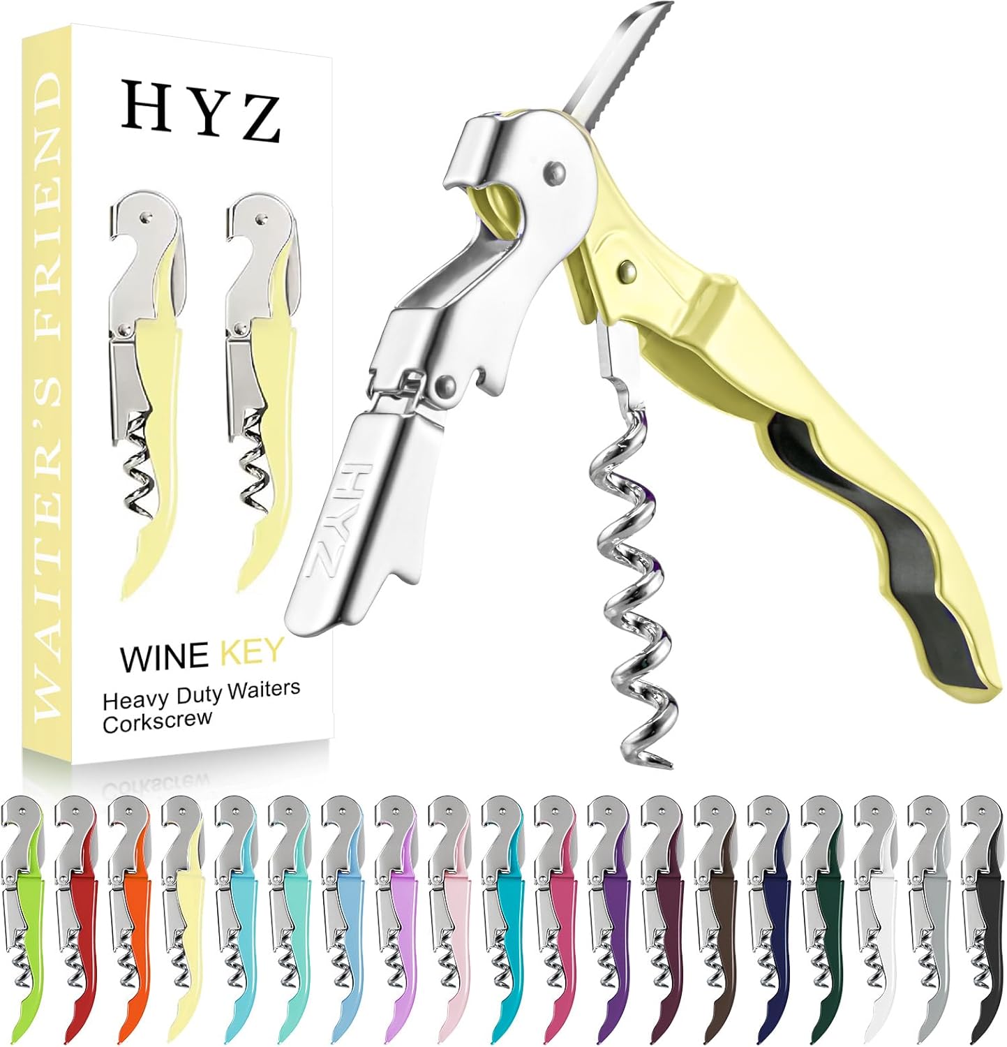 HYZ 2-Pack Wine Opener Waiter Corkscrew, Professional Wine Key for Servers, Bart...