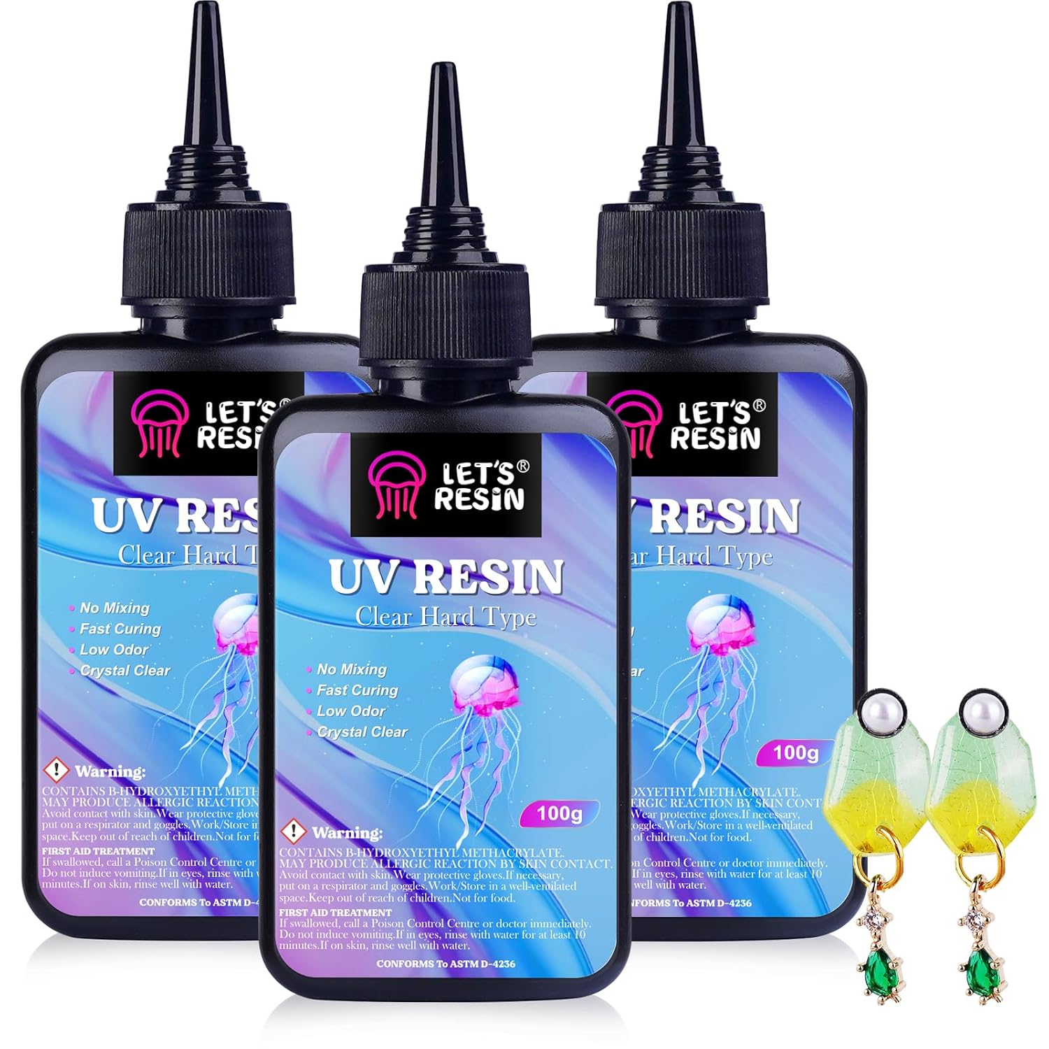 LET'S RESIN UV Resin, 300g Low Viscosity Crystal Clear Thin UV Resin Kit, Quick-...