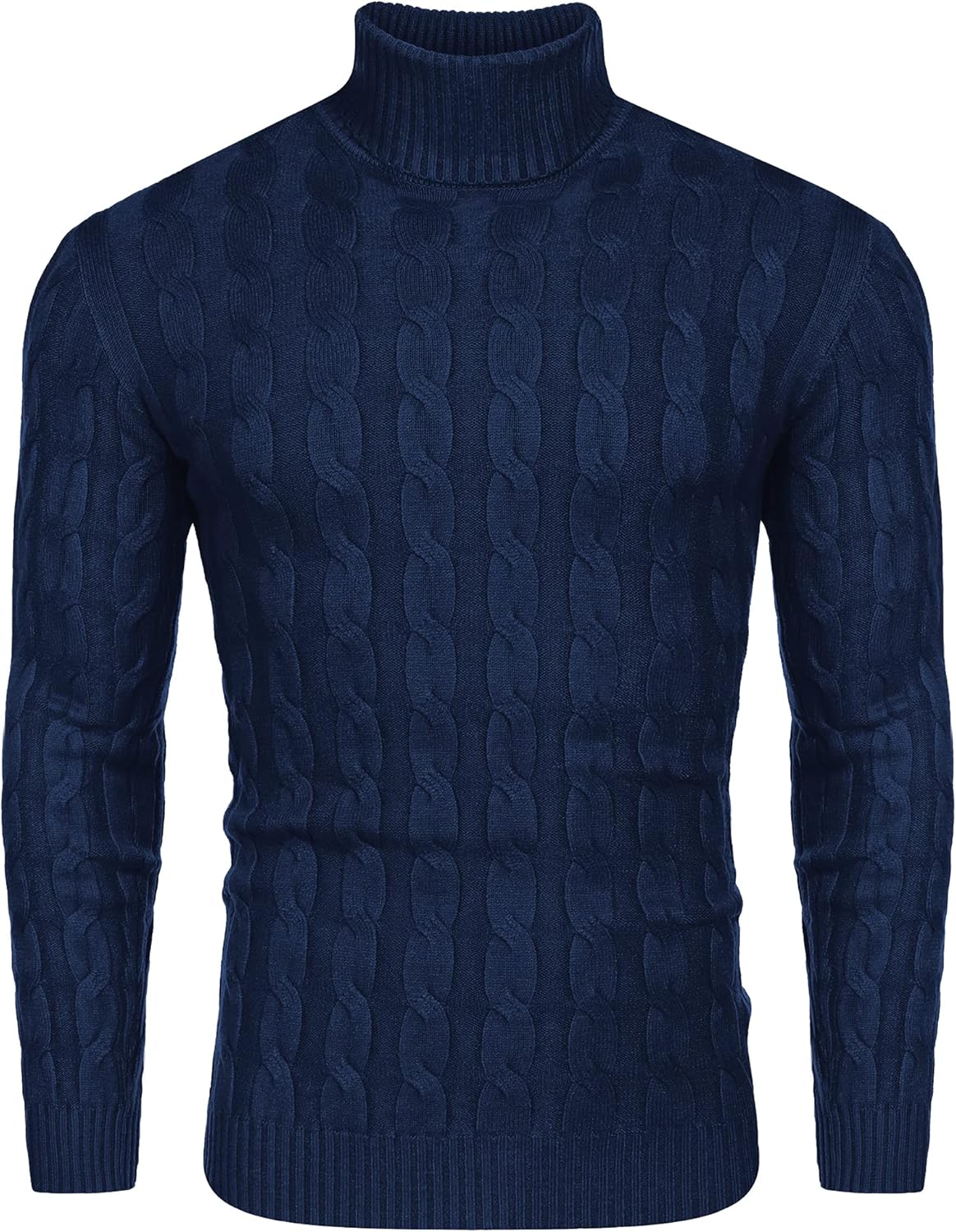COOFANDY Mens Turtleneck Jumpers Cable Stitch Jumper High Roll Neck Sweater Slim...