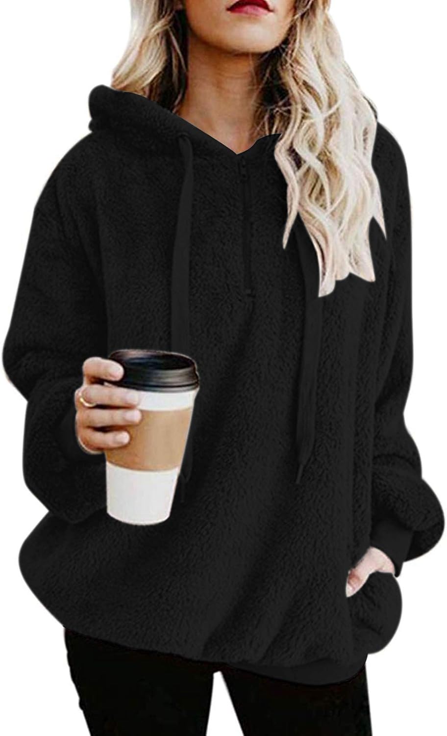 Century Star Womens Fuzzy Hoodies Pullover Sport Hoodie Cozy Oversized Pockets H...