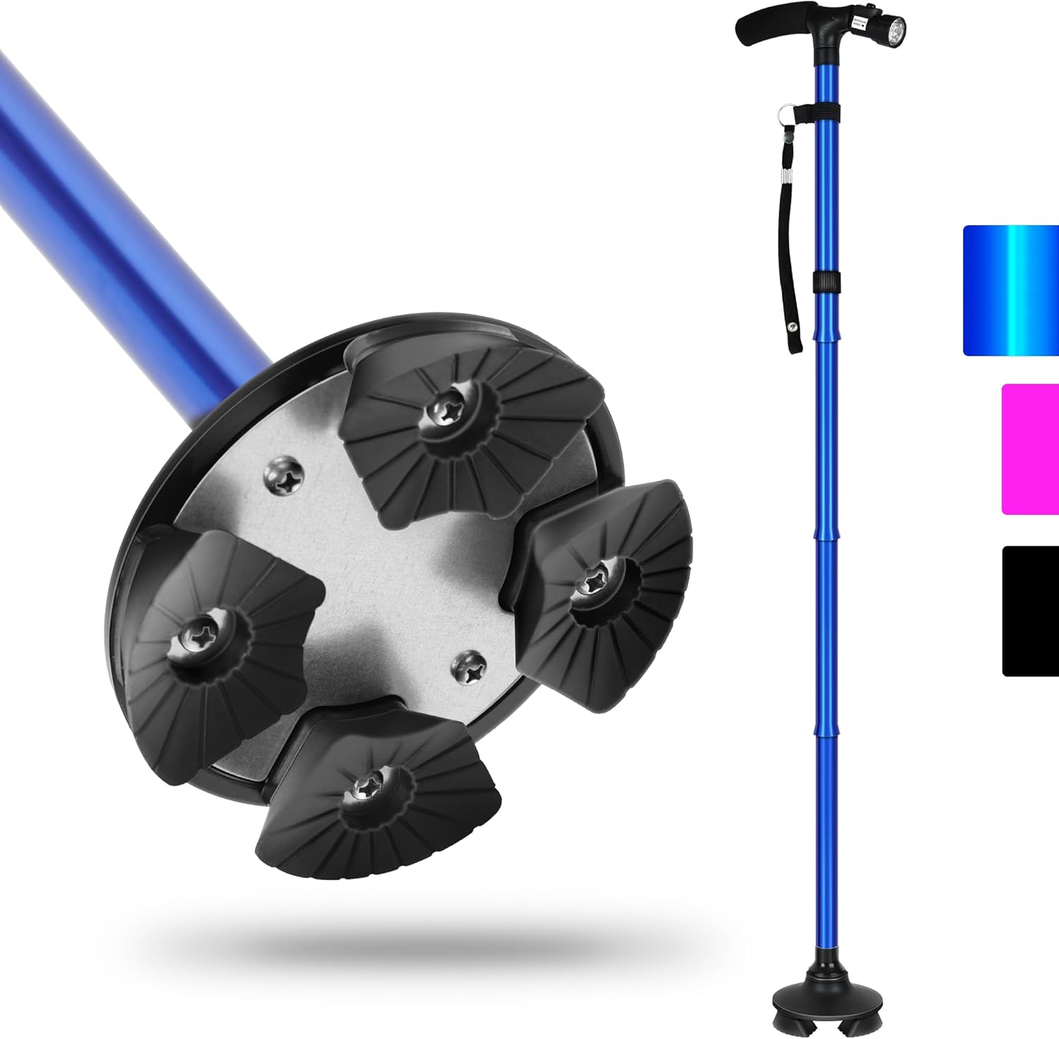 Folding Cane with Led Light, Adjustable Canes and Walking Sticks for Arthritis D...