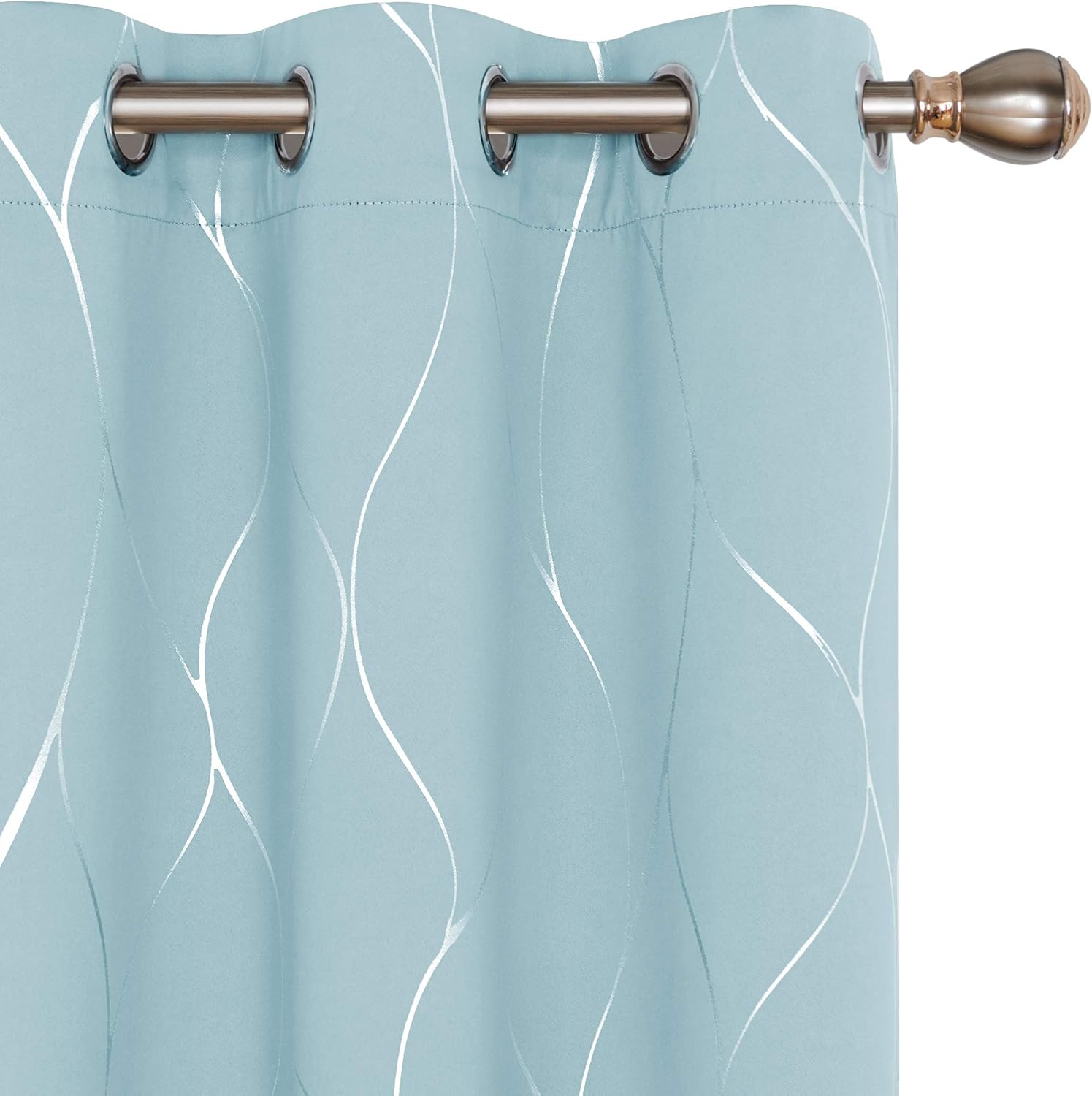 Deconovo Blackout Curtains, Decorative Silver Foil Print Room Darkening Curtain...