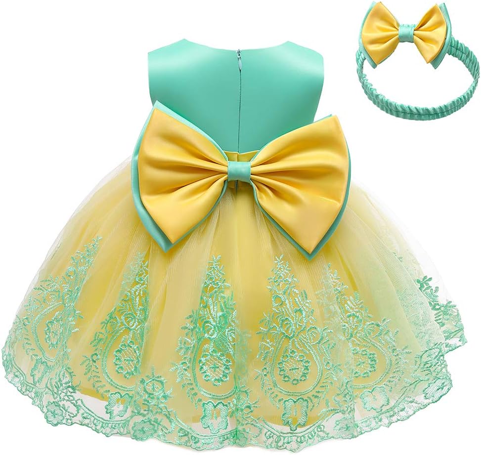 CMMCHAAH 0-6T Baby Girls Pageant Lace Embroidery Dresses Toddler Party Bowknot T...