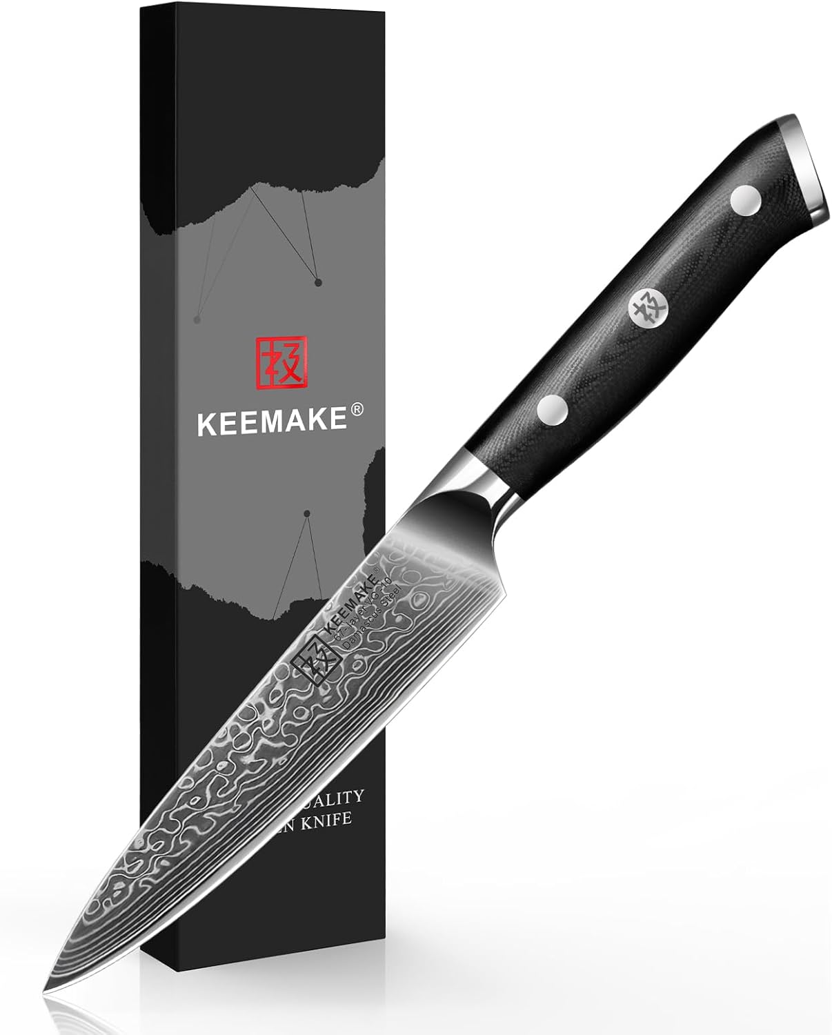 KEEMAKE Kitchen Utility Knife, 5 Inch Chef Knife, 67-Layer Damascus Steel Paring...